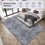 Area Rug for Living Room Bedroom: 4x6 Light Grey Soft Fluffy Shag Upgrade - Image 9