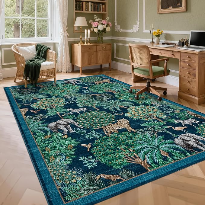 GarveeHome Jungle Animal Print Rug 5x7 Washable Area Rugs - Image 8