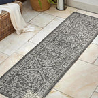 JONATHAN Y Boho Medallion Indoor Outdoor Runner Rug 2X8 Black/Gray, Malta - Image 3