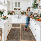 Washable Non-Skid 3 Piece Kitchen Rugs Set – Modern Boho Floral Low-Pile Area - Image 3