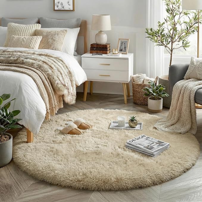 Amdrebio Beige Round Area Rug 6Ft - Image 5