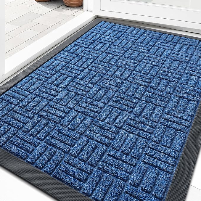 OLANLY Front Door Mat Outside Entrance 33x21, Heavy Duty Sturdy Natural Rubber by OLANLY