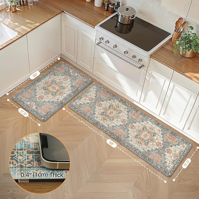 GENIMO Kitchen Mats for Floor 2PCs, Washable Anti Fatigue Mat for Cushioned - Image 2
