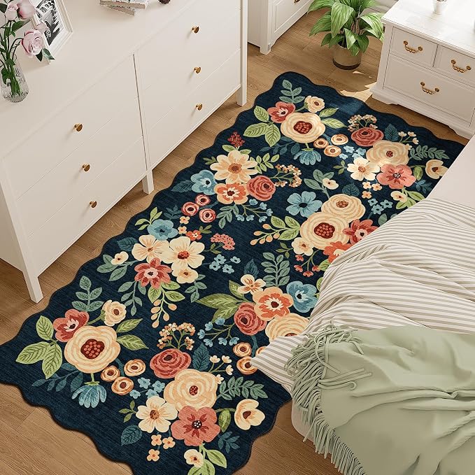 DUKINO 3x6 Washable Runner Rug, Soft Indoor Floral Non Slip Runner Rug - Image 3