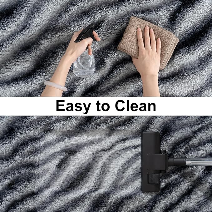 Soft Runner Rugs for Bedroom Hallways, 2x4 Black and White Fluffy Shag Throw - Image 9