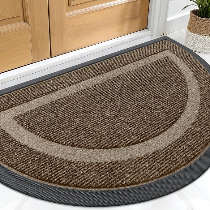 OLANLY Half Circle Door Mat Indoor Outdoor Entrance Welcome, Waterproof by OLANLY