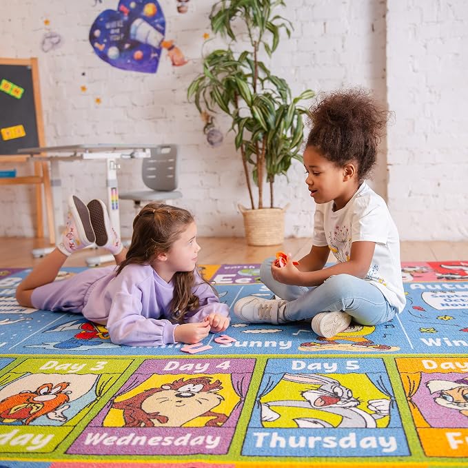 Looney Tunes Educational 5x7' Kids Rug – ABC Alphabet, Months & Days Learning - Image 5