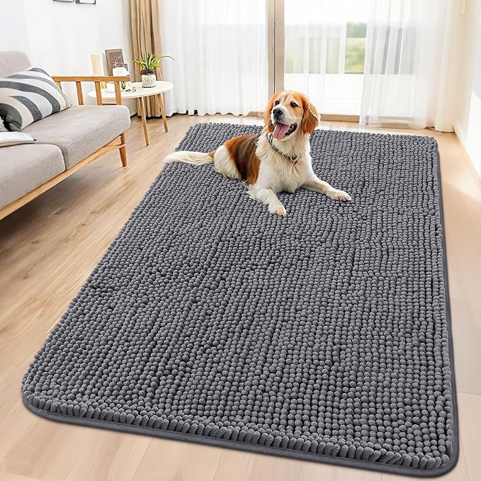 Smiry Dog Door Mat for Muddy Paws 59x32, Absorbent Dirt Trapper, Non-Slip by Smiry