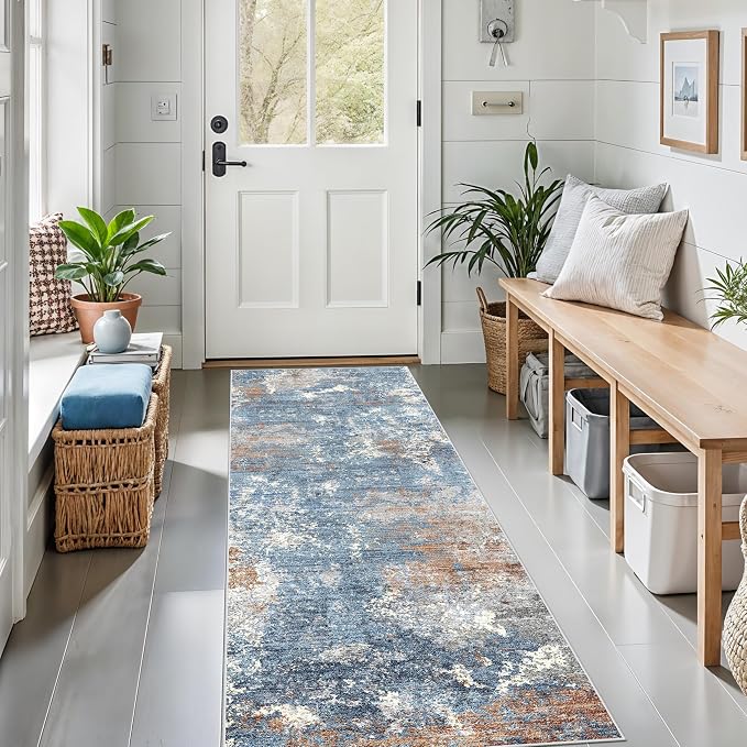 2x6 Non-Slip Washable Kitchen Runner Rug – Modern Abstract Carpet Runner - Image 9