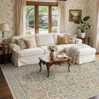 GENIMO 8x10 Washable Area Rug, Non-Slip Vintage Boho Floral Carpet, Soft - Image 3