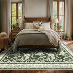 Olive Green Floral Print Area Rugs - Image 9