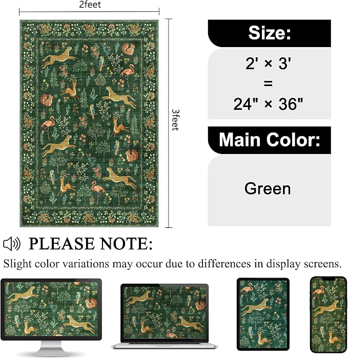 DUKINO 2x3 Rug, Washable Animal Rugs - Image 2
