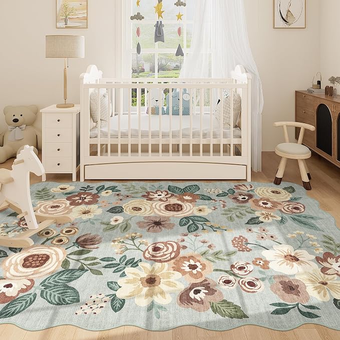 DUKINO 6x9 Area Rug, Floral Washable Rugs - Image 7