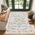 Area Rug Living Room Rugs: Floral 3x5 Washable Rug Vintage Soft Boho Non-Slip by PLHXFRSoftAreaRugs