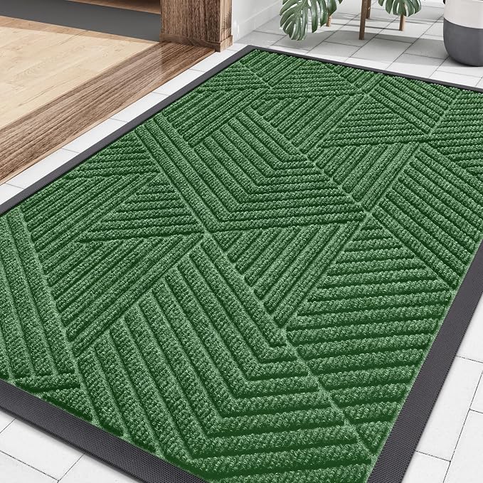 Smiry Front Door Mat Outside Entrance, Heavy Duty Sturdy Natural Rubber Doormat by Smiry