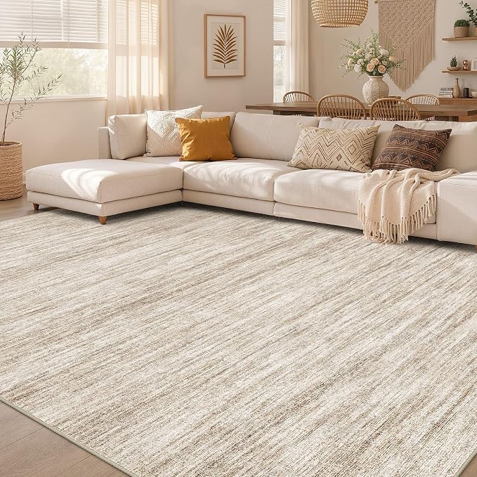 Nakagishi 7X9 Area Rugs Living Room: Washable Large Vintage Rug Neutral by NakagishiAreaRug