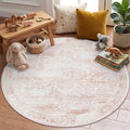 Latte&Fog 4ft Pink Floral Round Circle Area Rug, Low Pile Non Slip Indoor Small by LatteFog