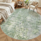 Soalmost 9x9 Green/Ivory Round Rug 9ft Living Room Circle Rug Vintage Round - Image 3