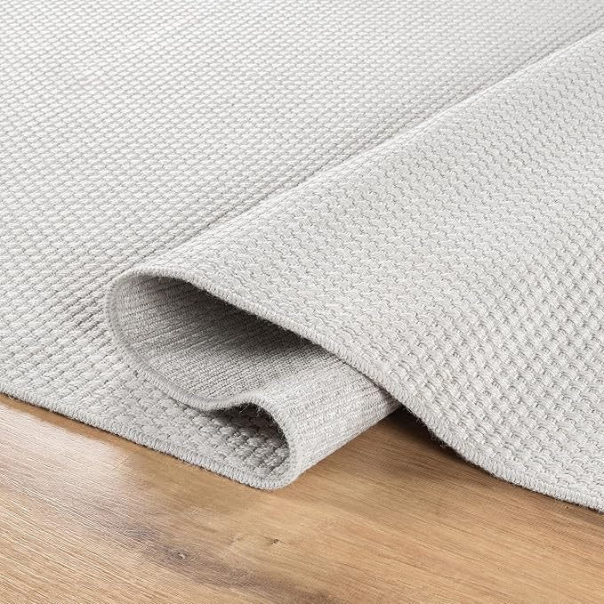 CAMILSON Indoor and Outdoor Runner Rug Off-White Solid Woven Design - Image 3