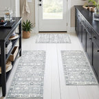 GRANNY SAYS Boho Kitchen Rug Sets of 3, Non Slip Washable Faux Wool Kitchen Mats by GRANNYSAYS