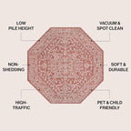 JONATHAN Y Boho Medallion Indoor Outdoor Octagon Area Rug 8 Ft Red/Taupe - Image 2