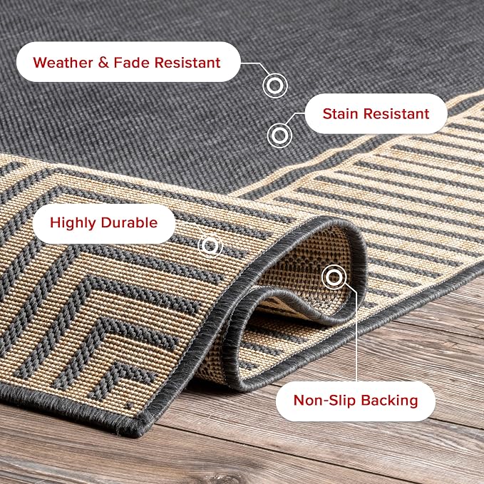 Nuloom Asha Dark Grey/Ivory, Striped Border, Soft and Cozy, High Traffic - Image 6