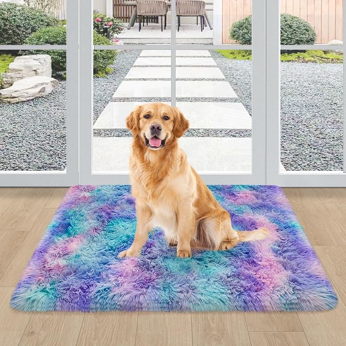 Shaggy Tie Dyed Light Purple Rainbow Rug Small, 2x3 Area Rugs - Image 8