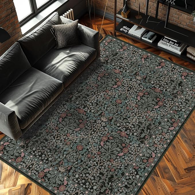 6x9 Washable Area Rugs for Living Room, Stain Resistant Vintage Rugs for Dining - Image 2