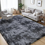 Area Rug for Living Room Bedroom: 4x6 Black Grey Soft Fluffy Shag Upgrade - Image 3