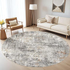 8ft Round Rug Living Room Rugs: 8x8 Washable Circle Large Abstract Modern Soft - Image 8