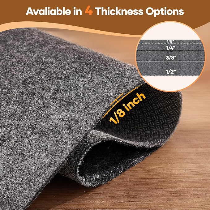 Veken 5 Ft Round Non Slip Cushioned Rug Pad Gripper, Felt and Silicone Backing - Image 4
