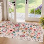 DUKINO 2x4 Rug for Entryway, Washable Kitchen Floral Runner Rug by DUKINO