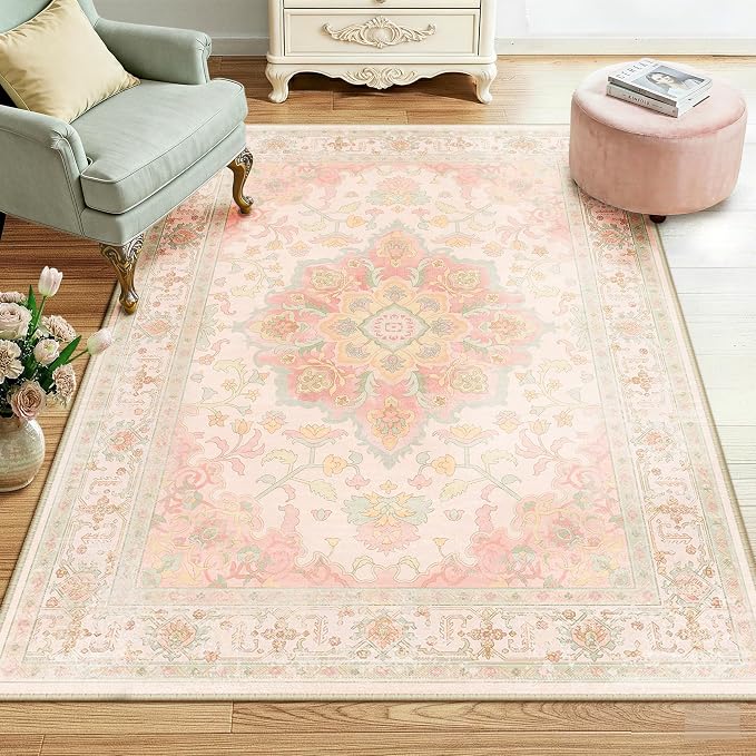CAPALOCA Machine Washable Rugs Nursery Rug 4x6 Cute Girl Non Slip Low Pile by CAPALOCA