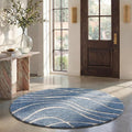 SAFAVIEH Florida Shag Collection 5' Round Light Blue/Cream SG471 Abstract Wave by Unknown