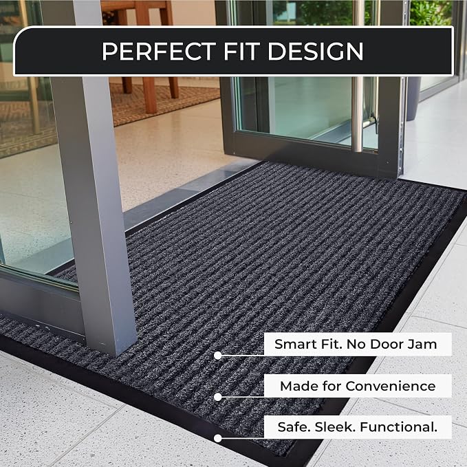 4 Pack Grey Commercial Door Mat 3'x6' Heavy Duty Industrial Floor Mat - Image 8
