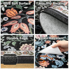 Round Area Rug for Living Room: 4 ft Floral Washable Circle Rug Soft Boho - Image 6