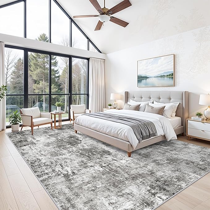 10x14 Area Rug Living Room – Washable Large Neutral Modern Abstract Soft Low - Image 2
