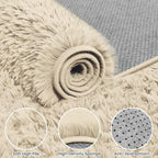 5x8 Area Rugs for Living Room: Soft Fluffy Shag Beige Rugs for Bedroom - Image 6