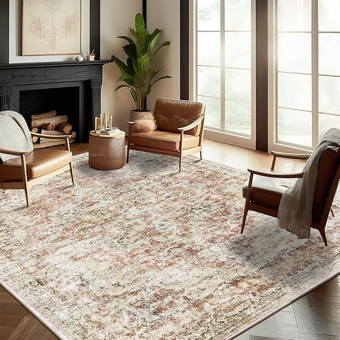 CHAMPLANT Washable Area Rug 10'x14' Boho Design Non-Shedding Easy Care Ideal by CHAMPLANT