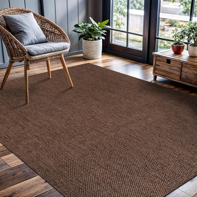 CAMILSON Easy Jute Rug 5x7, Indoor Outdoor Brown Color Fiber Area Rugs - Image 10