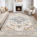 8x10 Area Rugs Living Room: Washable Boho Large Neutral Vintage Soft Rug Stain by LOONGRUG