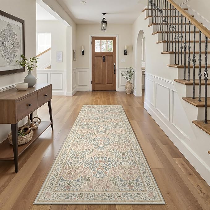 GENIMO 2x7 Runner Rug Non Slip Washable, Vintage Floral Kitchen Runner Rug by GENIMO