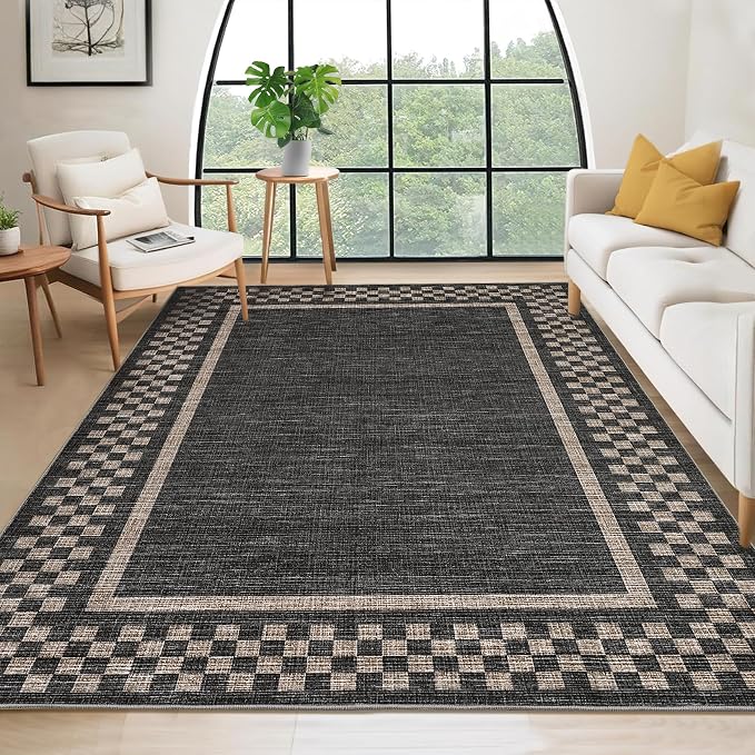 Small Bedroom Area Rug 3x5 Checkered Area Rug - Image 8