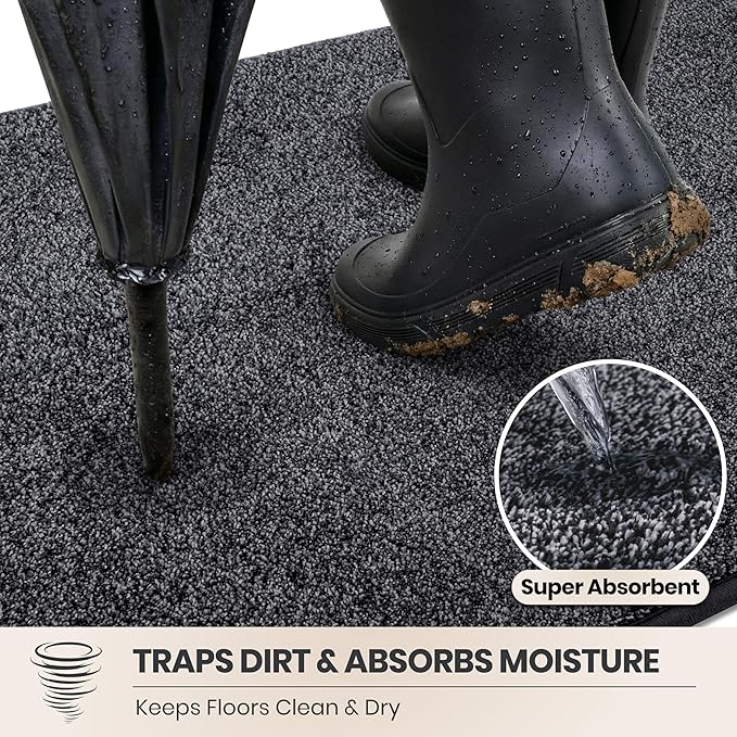 PURRUGS Dirt Trapping Door Mat 24" x 35.5", Non-Slip Machine Washable Entryway - Image 2