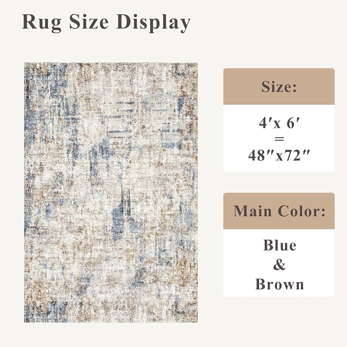 4x6 Washable Entryway Rug – Non-Slip Low-Pile Small Area Rug - Image 2