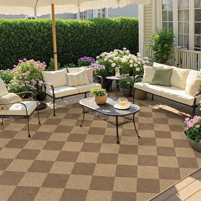 Lahome Colette Checkered Easy Jute Rug, 9x12 Washable Dining Room Rug Indoor - Image 8