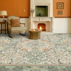 Hazo Haus 5x8 Vintage Sage Green Area Rug, Washable Botanical Bird Pattern Rug - Image 3