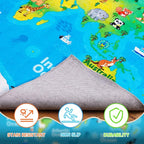 Kids Playroom Rug, 6x6ft Round World Map Play Mat - Image 8