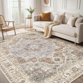 5x7 Washable Area Rug: Vintage Neutral Soft Non Slip Thin Large Floor Carpet by MICGEEK