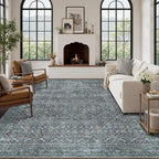 Latte&Fog 8x10 Area Rugs for Living Room, Large Vintage Blue Washable Rug - Image 3